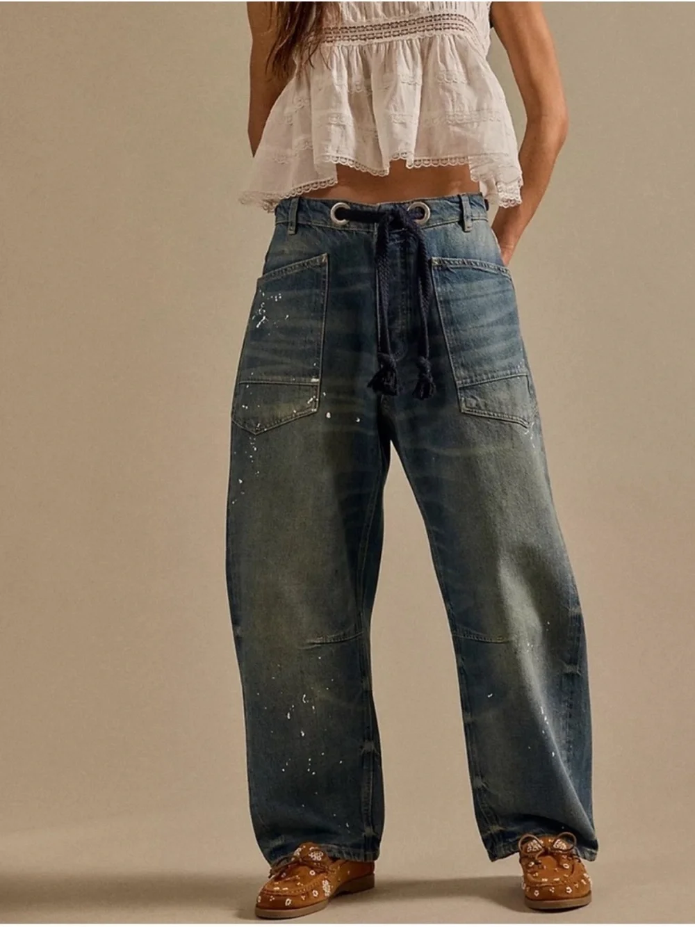 Free People Moxie Pull-On Barrel Jeans